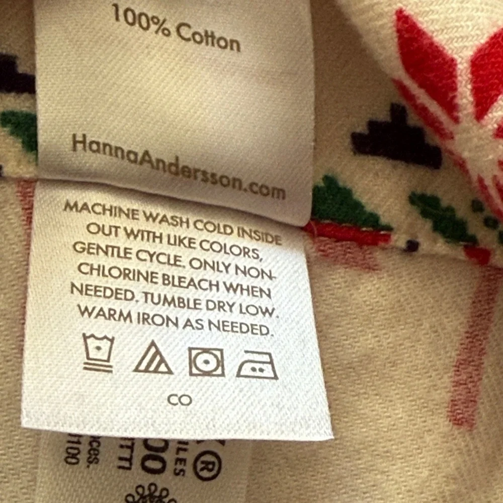 Hanna Andersson sz XL cotton Red and White Reindeer Pajama Top night gown VGUC